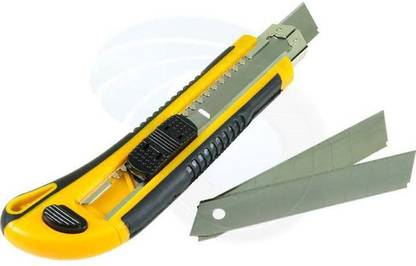 FRKB Heavy Duty 18 mm Cutter Knife Set with 10 Replacement Blades Plastic Grip Hand-held Paper Cutter