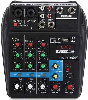 Congo A4 Audio Sound Mixer with Bluetooth USB Record 48V Phantom Power Monitor Paths Plus Effects Use for home music production, webcast, Karoake song Analog Sound Mixer