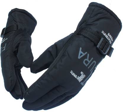 AlexVyan Black Anti Slip Snow Proof Warm Winter Gloves Cycling Riding Gloves