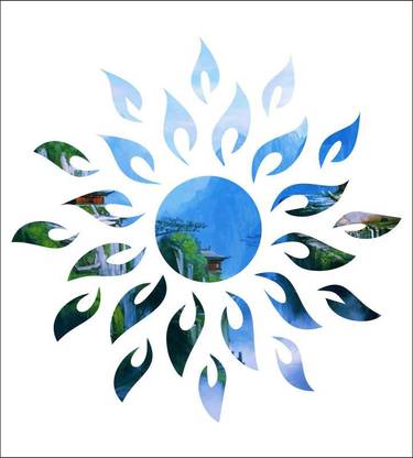 Crown Decals 86 cm Sun Flame Nature Efect Design Wall Sticker ( Cover Area :- 86 X 58 Cm) Self Adhesive Sticker