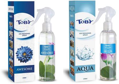 TOBY sweet Spray Awsome and Aqua air freshner .270 ml each.pack of 2.