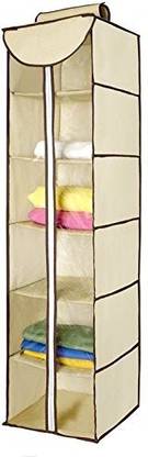 CPEX Wardrobe Organizer for Clothes Non-Woven Fabric Hanging Storage Wardrobe Organizer with PVC Zippered Closure 6 Layers Chain Cloth (Multi Color) Closet Organizer
