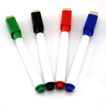 DEZIINE Dry Erase Markers, Mini, Whiteboard Markers, Fine Point, ReWritables, Magnetic, Classic Colors - Set Of 4