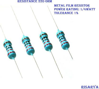 RISARYA RTS-R-220 OHM ,METAL FILM RESISTOR, TOLERANCE 1%, POWER RATING 1/4 WATT Fixed Resistor