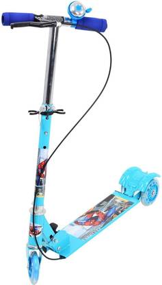 manvi 3 Wheel Foldable Height Adjustable Scooter for Kids With Wheel Lights (Blue)