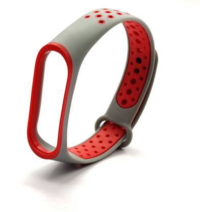 PORTLIX Two tone Soft Silicone Watch Strap Replace Part for Xiaomi Mi Band 3/4 Replacement Watch Bands Soft Silicone Lightweight Ventilate Sport Wristband Wrist Strap for Xiaomi Mi Band 3 {grey+red) Smart Band Strap