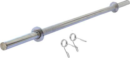 L'AVENIR Gym & Fitness 4ft STRAIGHT ROD / BARBELL with ROD LOCKS for Biceps Exercises Weight Lifting Bar