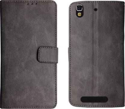 MYSHANZ Flip Cover for Yu Yureka, Yu Yureka flip cover, Yu Yureka Desginer Flip cover, Yu Yureka mobile flip cover (Grey)