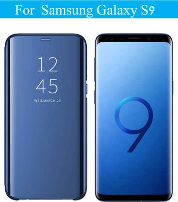 Dgeot Flip Cover for Samsung Galaxy S9 Clear View Electroplating Stand PC Mirror Flip Case Ultra Slim Thin