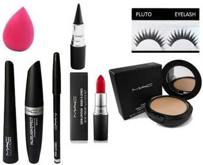 Pluto combo - kit ( liner , mascara , kajal , sponge lipstick , compact , with eyelashes )