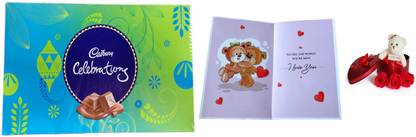 Cadbury Large Celebrations Gift Pack Chocolates With Greeting Card With Special Message For Your Love & Heart Box Combo