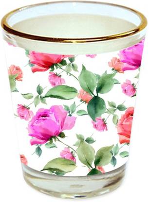 Lujosa vodka shot glass multicolor floral design with golden rim for home and bar accessories 40ml (style-10022) Glass Shot Glass