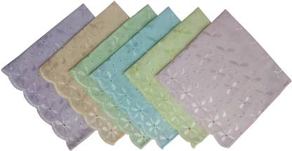 De-Ultimate Women's/ Girl's Pure Cotton Multi Color Flower Chikan Embroidery Design Hankies ["Multicolor"] Handkerchief