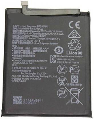 mobi com Mobile Battery For  HUAWEI NOVA, NOVA SMART, HONOR 6C, HONOR 8A, Y6 PRO, SLA-L22 HB05979ECW ( 3020 MAH LI-POLYMER )