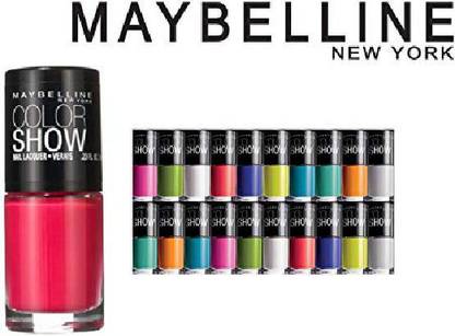 MAYBELLINE NEW YORK New York Lot Of 10 Color Show Finger Nail Polish Color Lacquer All Different Colors No Repeats [Cat_1003] Multicolor