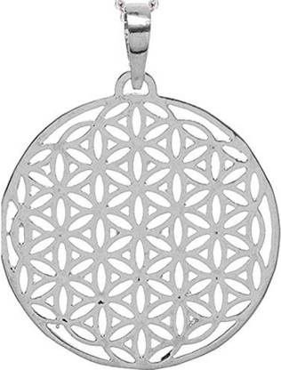 Shubhanjali Flower of Life Pendant in Silver Non-Precious Metal A Sacred Geometry Symbol for Healing, Seed of Life Metal Pendant