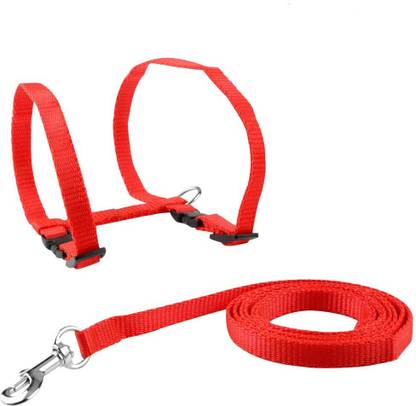 SHAFIRE Cat Harness Leash Nylon Set for Cat Rabbit Kitten and Small Pet Nylon Harness Strap Collar /Cat Training Leash Lead (Red) Cat Harness & Chain