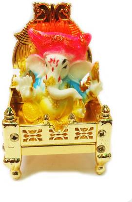 Nice Choice Marathi Pagdi Ganesh Idol With Singhasan Decorative Showpiece  -  10 cm