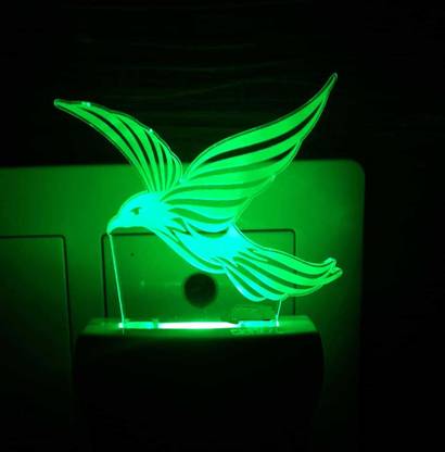 Gojeeva The Bird 3D Illusion Night Lamp Comes with 7 Multicolor and 3D Illusion Design Suitable for Room,Drawing Room,Lobby Night Lamp