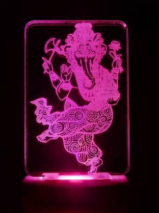OM INFRA Ganpati 3D Night Lamp Come with 7 Multicolor & 3D Illusion Design for Rooms Night Lamp