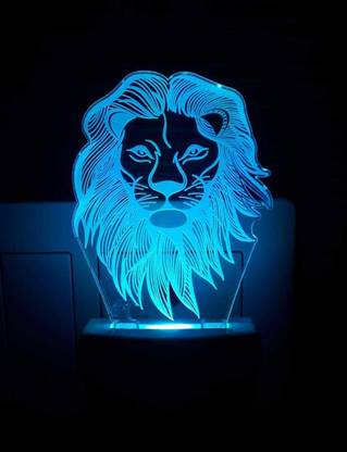 Gojeeva The Lion 3D Illusion Night Lamp Comes with 7 Multicolor and 3D Illusion Design Suitable for Room,Drawing Room,Lobby Night Lamp