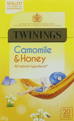TWININGS Camomile and Honey Tea, 20 Tea Bags, 30g Chamomile, Honey Tea Bags Box