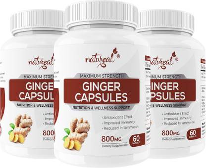 Natureal Ginger Pure Extract 800 mg Capsules for Improved Immunity & Overall Wellness