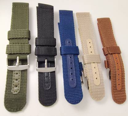 uberjewels Set of 5 Nylon Straps for 22mm Lug Size Watches 22 mm Fabric Watch Strap
