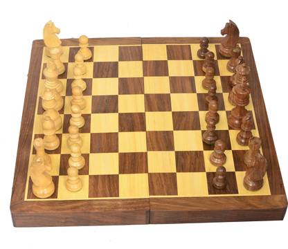 All About Wood 16" X 16" inches Wooden Chess Folding Board Game Set-Handcrafted Premium Quality 40.64 cm Chess Board