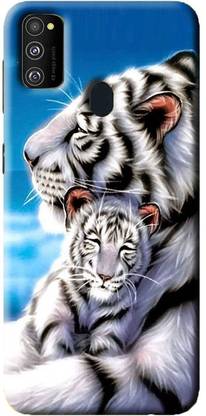 NDCOM Back Cover for Samsung Galaxy M21 White Tiger Printed