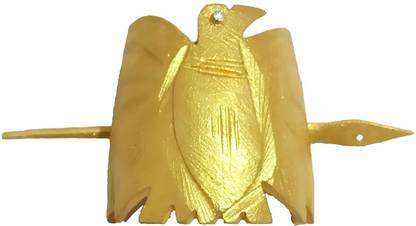 salvusappsolutions Marble Handmade Peacock Design Golden Hair Barrette with Slide Stick Bun Stick