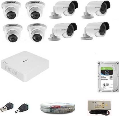 HIKVISION HIKVISION 8 Channal HD DVR 1080p 1Pcs,Outdoor Camera 2 MP 4Pcs,Indoor Camera 2 MP 4Pcs,1 TB Toshiba Surveillance Hard Disk with 3 Year Warranty 1Pcs, Security Camera