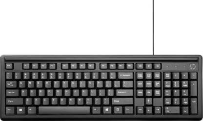 HP 100 Wired USB Desktop Keyboard (Black) Wired USB Standard Desktop Keyboard Compatible with Desktop, Laptop, Mac