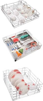 Brilliant Stainless Steel Modular kitchen basket 15x20 inch ( W x D ) storage basket Storage Basket