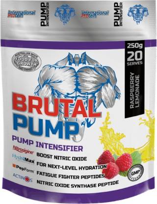 International Protein Brutal Pump Pouch RaspLemon Mockup Creatine