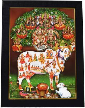 99CRAFTS Kubera Kamadenu God Photo Frame Religious Frame
