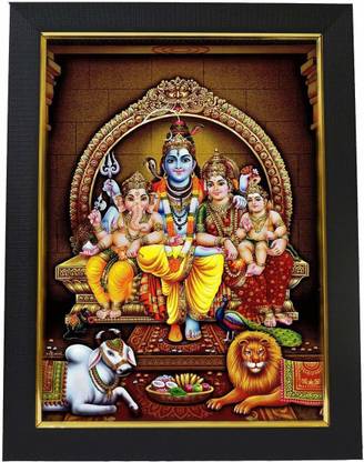 99CRAFTS Shiva parvati ganesh kartik god Kutumbam Photo Frame Religious Frame