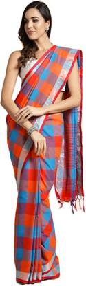 Color Block Arani Pattu Silk Blend Saree with Unstitched Blouse