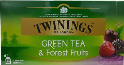 TWININGS Green Tea & Forest Fruits 25 Tea Bags Mixed Fruit Green Tea Bags Box