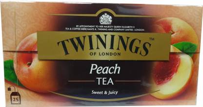TWININGS Peach Tea (Sweet & Juicy) 25 Tea Bags Peach Tea Bags Box