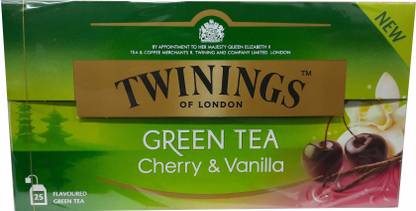 TWININGS Green Tea Cherry & Vanilla 25 Tea Bags Cherry, Vanilla Green Tea Bags Box
