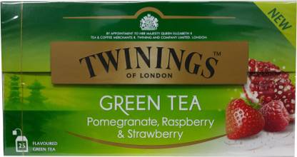TWININGS Green Tea Pomegranate, Raspberry & Strawberry, 25 Tea Bags Pomegranate, Raspberry, Strawberry Green Tea Bags Box