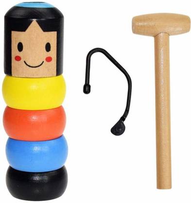 KolorFish Unbreakable Wooden Man Magic Trick, Immortal Daruma Magic Toy,Stubborn Wood Man Magic Trick Props for Parties Magic Kit Gag Toy
