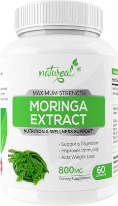 Natureal Moringa Organic & Pure Extract 800 mg Capsules | Powerful Vitamins & Antioxidants