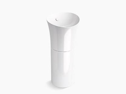 KOHLER K-20701-0 Veil Pedestal Bathroom Wash Basin without Faucet Hole in White 121mm Pedestal Basin