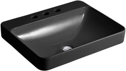 KOHLER K-2660IN-1-7 Forefront Vessel Bathroom Basin Sink without Faucet Hole in Black Vessel Sink