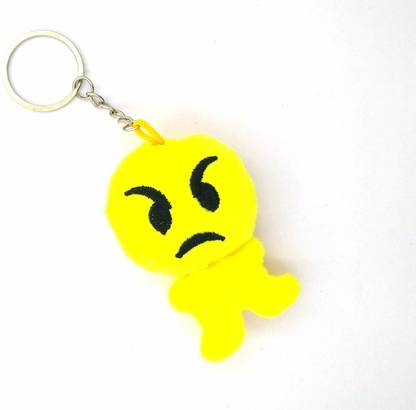Sparsh Collection Smiling Angry Face Emoji Smiley Key Chain with Metallic Ring for Everyone Key Chain