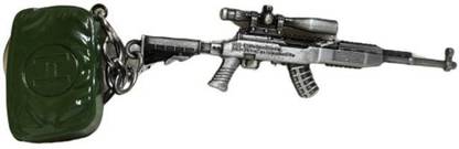 Planetone PUB G KEY CHAIN SKS-45 GAS OPERATED RIFLE WITH HEALTH KIT(GREY GUN,BOTTLE GREEN HEALTH PACK) Key Chain