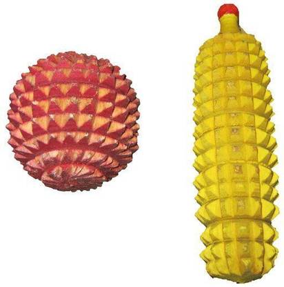 Slovia BALL-015 Wooden Massager| Acupressure Combo Pack of 2 Items | Wooden ball massager Pack of 1| Wooden Karela Roller Pack of 1 Massager