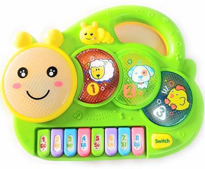 TUKAMCHA Caterpillar Flashing Drum Piano Musical Toys for Babies and Kids